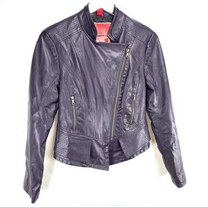 B Collection Purple Vegan Leather Moto Jacket